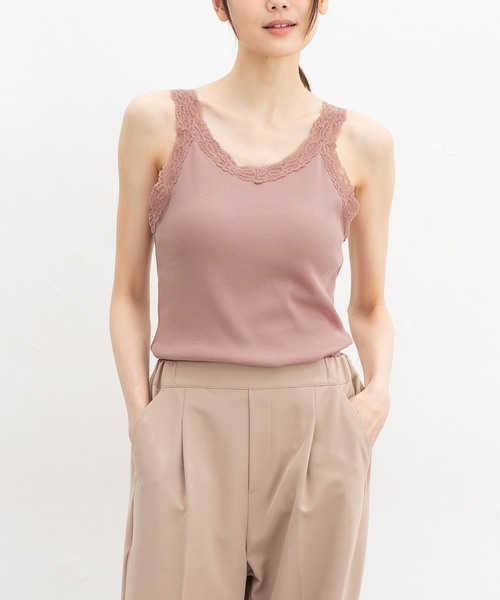セール】【UVカット・吸水速乾】カップ付レースタンクトップ