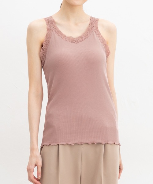 Honeys（ハニーズ）の「【ＵＶカット・吸水速乾】カップ付レースタンクトップ（タンクトップ・レディース・オフホワイト/ブラック/ネイビー/ピンク/サックスブルー・L/LL/M/S）」の16枚目の写真