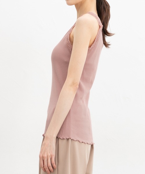 Honeys（ハニーズ）の「【ＵＶカット・吸水速乾】カップ付レースタンクトップ（タンクトップ・レディース・オフホワイト/ブラック/ネイビー/ピンク/サックスブルー・L/LL/M/S）」の17枚目の写真