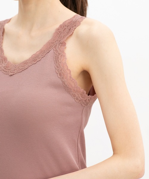 Honeys（ハニーズ）の「【ＵＶカット・吸水速乾】カップ付レースタンクトップ（タンクトップ・レディース・オフホワイト/ブラック/ネイビー/ピンク/サックスブルー・L/LL/M/S）」の20枚目の写真