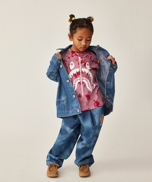 A BATHING APE（アベイシングエイプ）の「MILO HIGH TONE BLEACH 10OZ DENIM PANTS（デニムパンツ・キッズ・インディゴブルー・100/90/110）」の2枚目の写真