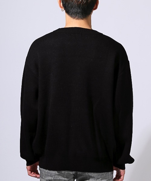 LUXSTYLE(ラグスタイル)の「ダブルジャガードロゴクルーネックニット(ニット/セーター・メンズ・ブラック/ホワイト・M/L)」の3枚目の写真