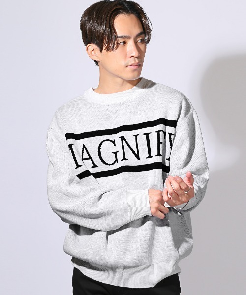 LUXSTYLE(ラグスタイル)の「ダブルジャガードロゴクルーネックニット(ニット/セーター・メンズ・ブラック/ホワイト・M/L)」の5枚目の写真