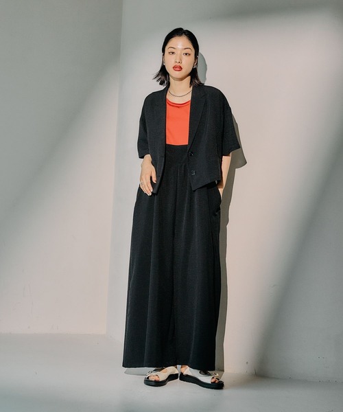 セール】《リネンライクドライシリーズ》スカーチョサロペット 290485