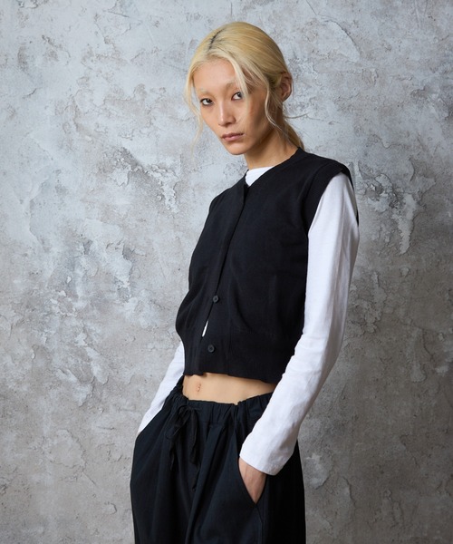 paradigm（パラダイム）の「【paradigm】コットンニットコンパクトベスト（ベスト・レディース・アイボリー/ブラック/グレー・SMALL/MEDIUM）」の20枚目の写真