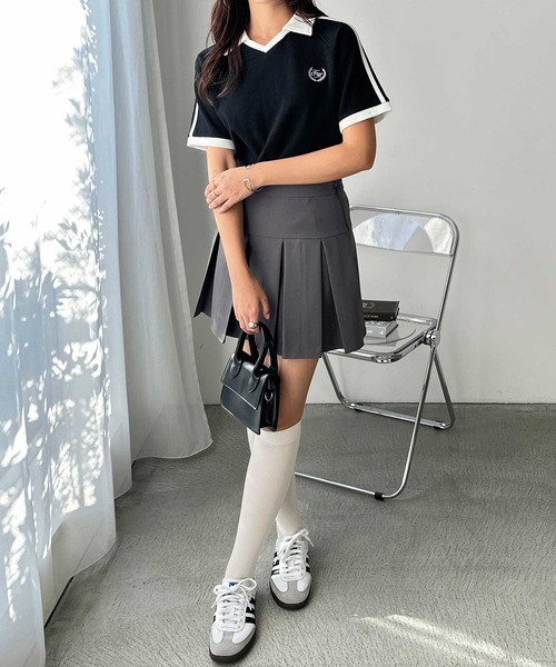 FIRST MOOD(ファーストムード)の「《FIRSTMOODコラボ》ダブルラインロゴ刺繍ポロ衿ワッフルTシャツ(Tシャツ/カットソー・レディース・アイボリー/ブラック・MEDIUM/LARGE)」の11枚目の写真