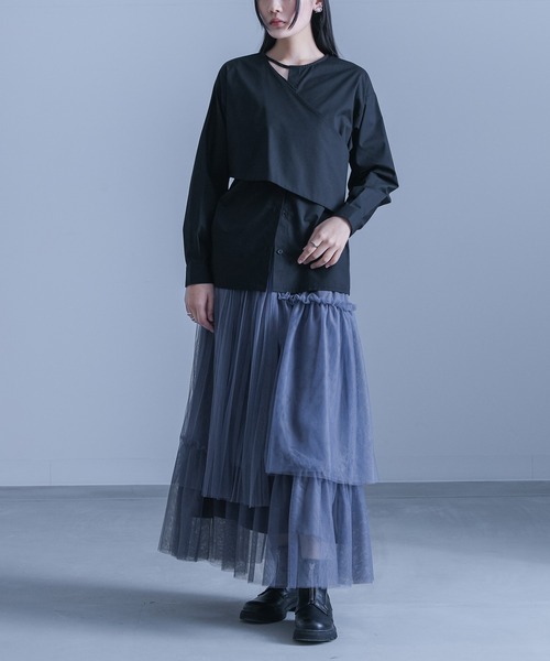 kOhAKU(コハク)の「アシメカシュクールシャツ(シャツ/ブラウス・レディース・オフホワイト/グリーン/ブラック・2/1)」の19枚目の写真