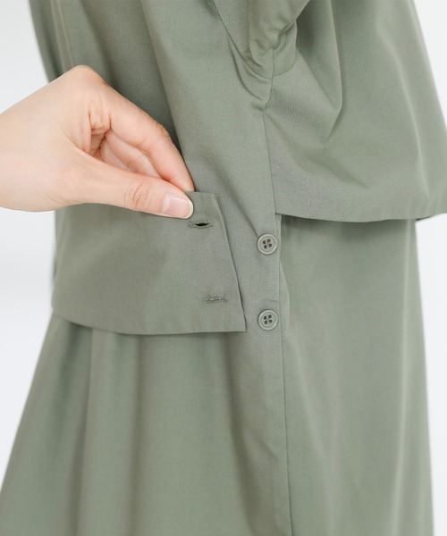 kOhAKU(コハク)の「アシメカシュクールシャツ(シャツ/ブラウス・レディース・オフホワイト/グリーン/ブラック・2/1)」の9枚目の写真