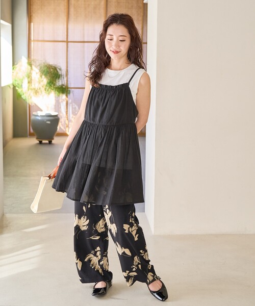 FREAK'S STORE（フリークスストア）の「限定展開　インド ボリューム 切り替え キャミ ビスチェ TEEセット（キャミソール・レディース・ブラック/ネイビー/モカ/レッド/ライトグレー・ﾌﾘ-）」の12枚目の写真