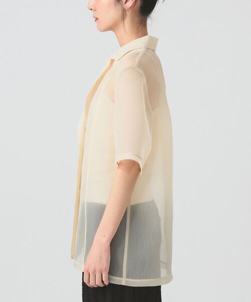 Ray BEAMS(レイビームス)の「オーガンジー ハーフスリーブ ジャケット(テーラードジャケット・レディース・ベージュ/ブラック・0/1)」の12枚目の写真