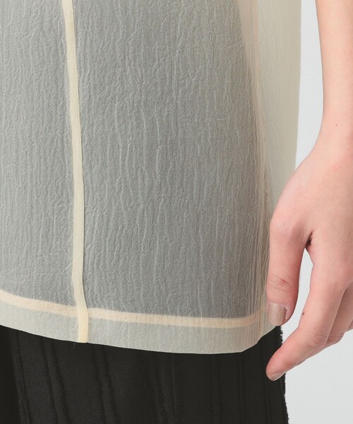 Ray BEAMS(レイビームス)の「オーガンジー ハーフスリーブ ジャケット(テーラードジャケット・レディース・ベージュ/ブラック・0/1)」の16枚目の写真