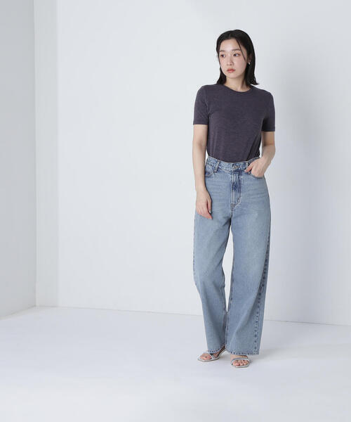 NATURAL BEAUTY BASIC(ナチュラルビューティーベーシック)の「◇【Oggi掲載】シアーストレッチTシャツ(Tシャツ/カットソー・レディース・ベージュ/チャコールグレー/オフホワイト・FREE)」の5枚目の写真