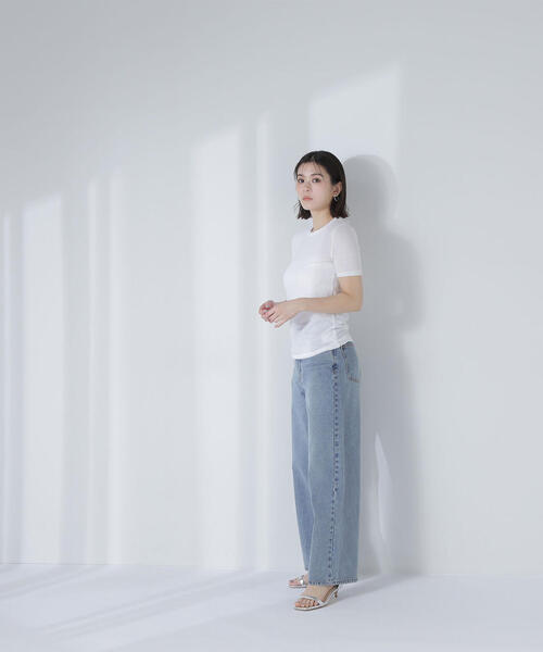 NATURAL BEAUTY BASIC(ナチュラルビューティーベーシック)の「◇【Oggi掲載】シアーストレッチTシャツ(Tシャツ/カットソー・レディース・ベージュ/チャコールグレー/オフホワイト・FREE)」の14枚目の写真
