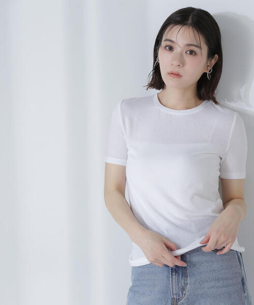 NATURAL BEAUTY BASIC(ナチュラルビューティーベーシック)の「◇【Oggi掲載】シアーストレッチTシャツ(Tシャツ/カットソー・レディース・ベージュ/チャコールグレー/オフホワイト・FREE)」の15枚目の写真