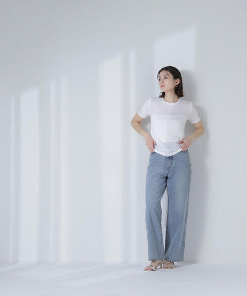 NATURAL BEAUTY BASIC(ナチュラルビューティーベーシック)の「◇【Oggi掲載】シアーストレッチTシャツ(Tシャツ/カットソー・レディース・ベージュ/チャコールグレー/オフホワイト・FREE)」の16枚目の写真