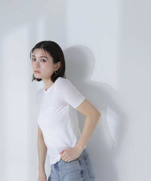 NATURAL BEAUTY BASIC(ナチュラルビューティーベーシック)の「◇【Oggi掲載】シアーストレッチTシャツ(Tシャツ/カットソー・レディース・ベージュ/チャコールグレー/オフホワイト・FREE)」の17枚目の写真