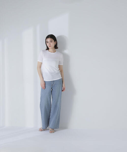 NATURAL BEAUTY BASIC(ナチュラルビューティーベーシック)の「◇【Oggi掲載】シアーストレッチTシャツ(Tシャツ/カットソー・レディース・ベージュ/チャコールグレー/オフホワイト・FREE)」の20枚目の写真