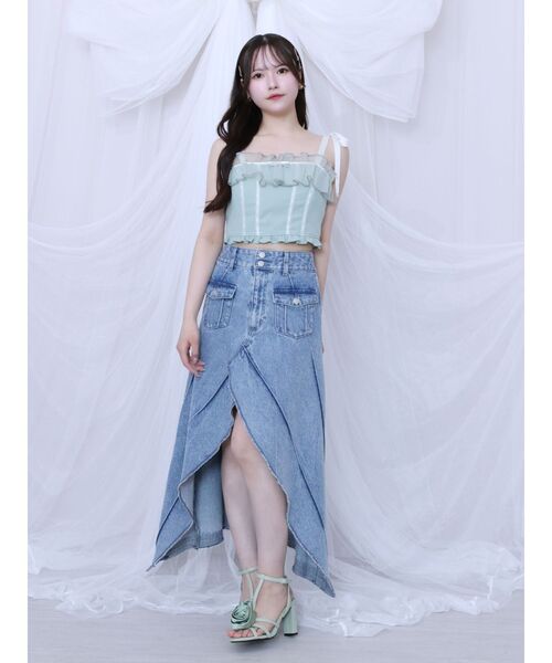 EATME（イートミー）の「FRONTスリットロングデニムスカート（デニムスカート・レディース・ブラック/ライトブルー・SMALL/MEDIUM）」の8枚目の写真