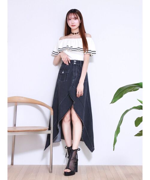 EATME（イートミー）の「FRONTスリットロングデニムスカート（デニムスカート・レディース・ブラック/ライトブルー・SMALL/MEDIUM）」の12枚目の写真