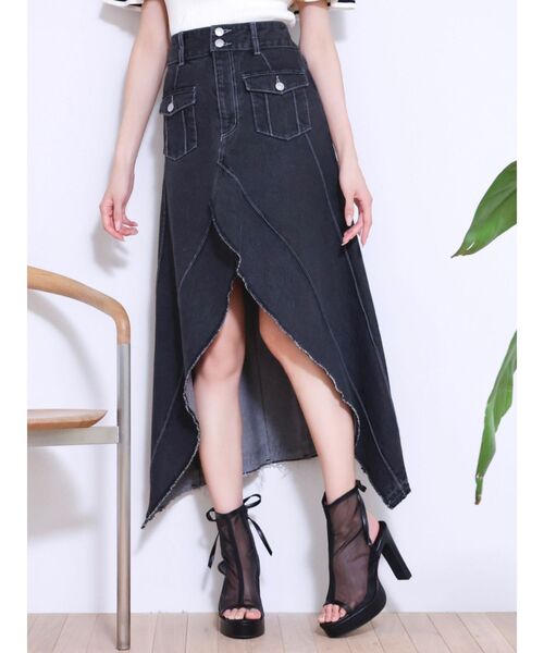 EATME（イートミー）の「FRONTスリットロングデニムスカート（デニムスカート・レディース・ブラック/ライトブルー・SMALL/MEDIUM）」の13枚目の写真