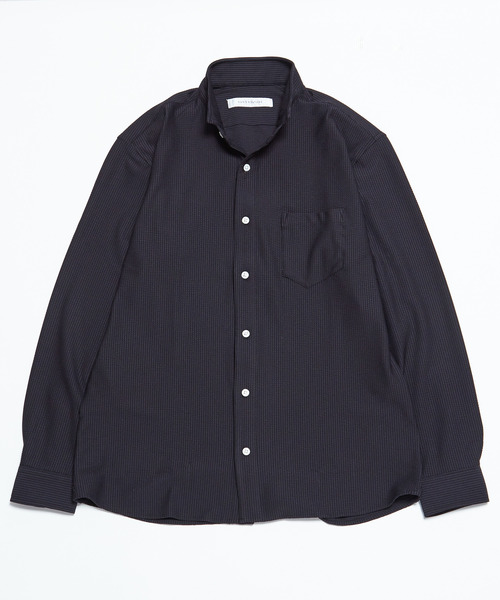 MEN'S MELROSE(メンズメルローズ)の「トリコットサッカーワンピースカラーシャツ(シャツ/ブラウス・メンズ・ネイビー/ホワイト/ブラック・4/2/3)」の1枚目の写真