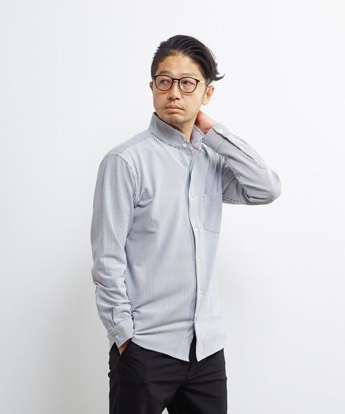 MEN'S MELROSE(メンズメルローズ)の「トリコットサッカーワンピースカラーシャツ(シャツ/ブラウス・メンズ・ネイビー/ホワイト/ブラック・4/2/3)」の15枚目の写真