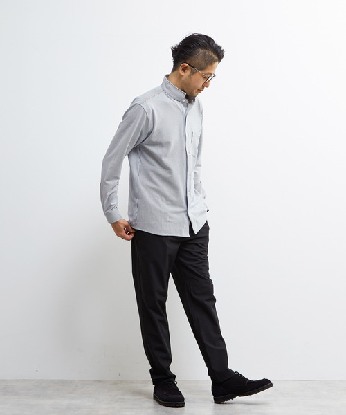 MEN'S MELROSE(メンズメルローズ)の「トリコットサッカーワンピースカラーシャツ(シャツ/ブラウス・メンズ・ネイビー/ホワイト/ブラック・4/2/3)」の17枚目の写真
