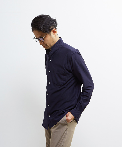 MEN'S MELROSE(メンズメルローズ)の「トリコットサッカーワンピースカラーシャツ(シャツ/ブラウス・メンズ・ネイビー/ホワイト/ブラック・4/2/3)」の19枚目の写真