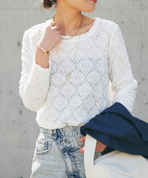 un dix cors（アンディコール）の「フラワーレースカットソー（Tシャツ/カットソー・レディース・ブラック/ホワイト/グリーン系その他2・FREE）」の16枚目の写真