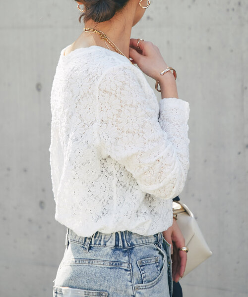 un dix cors（アンディコール）の「フラワーレースカットソー（Tシャツ/カットソー・レディース・ブラック/ホワイト/グリーン系その他2・FREE）」の18枚目の写真