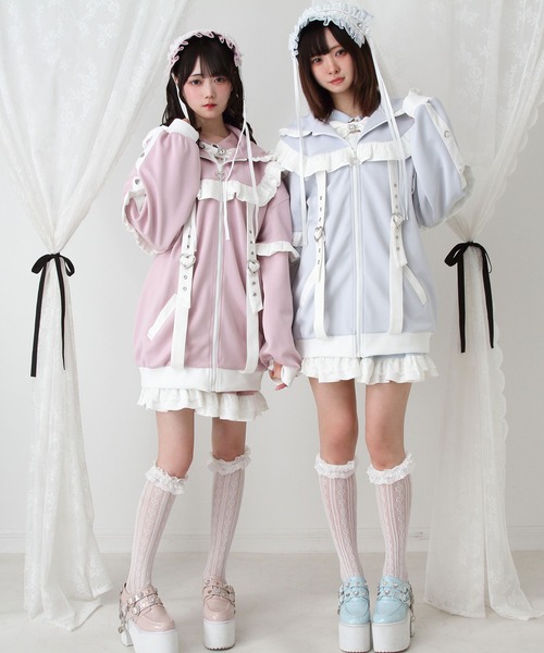 ジャージフリルパーカーワンピース（パーカー）｜DearMyLove（ディア