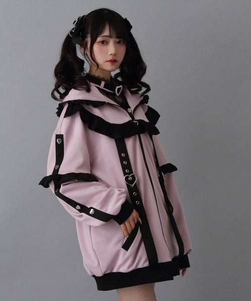 DearMyLove（ディアマイラブ）の「ジャージフリルパーカーワンピース（パーカー・レディース・グレー/ブラック/サックスブルー/ベビーピンク/ピンク系その他/パープル・M-L/LL～3L）」の22枚目の写真