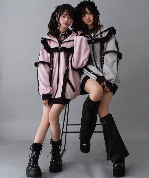 DearMyLove（ディアマイラブ）の「ジャージフリルパーカーワンピース（パーカー・レディース・グレー/ブラック/サックスブルー/ベビーピンク/ピンク系その他/パープル・M-L/LL～3L）」の17枚目の写真