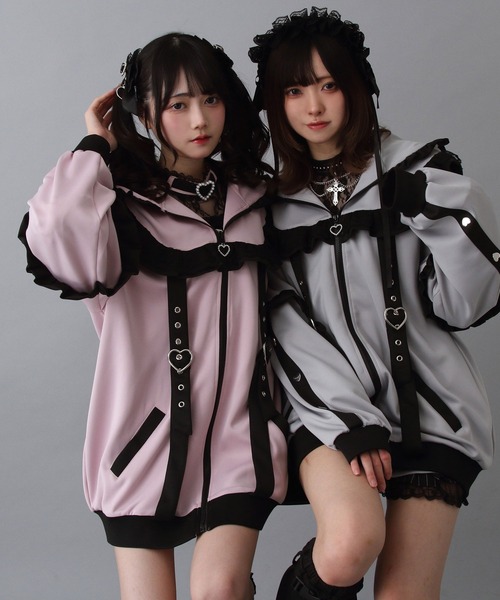 DearMyLove（ディアマイラブ）の「ジャージフリルパーカーワンピース（パーカー・レディース・グレー/ブラック/サックスブルー/ベビーピンク/ピンク系その他/パープル・M-L/LL～3L）」の16枚目の写真