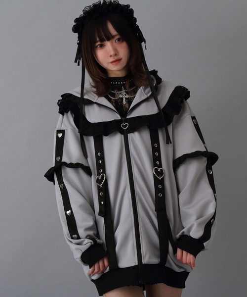 パーカー ジャージフリルパーカーワンピース レディース ジャージフリルパーカーワンピース（パーカー）｜DearMyLove