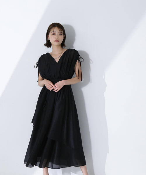 セール】◇Vネックティアードワンピース(ワンピース セール】◇Vネックティアードワンピース(ワンピース