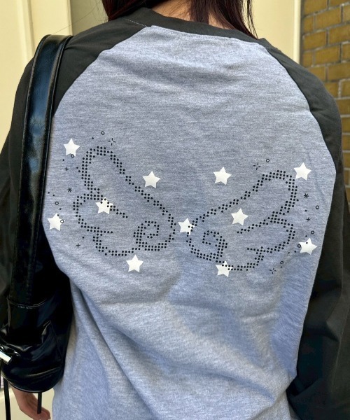 nemne store(ネンネストア)の「アソート配色ラグランロンT(Tシャツ/カットソー・レディース・ブルー系/杢グレー・SMALL/MEDIUM)」の6枚目の写真
