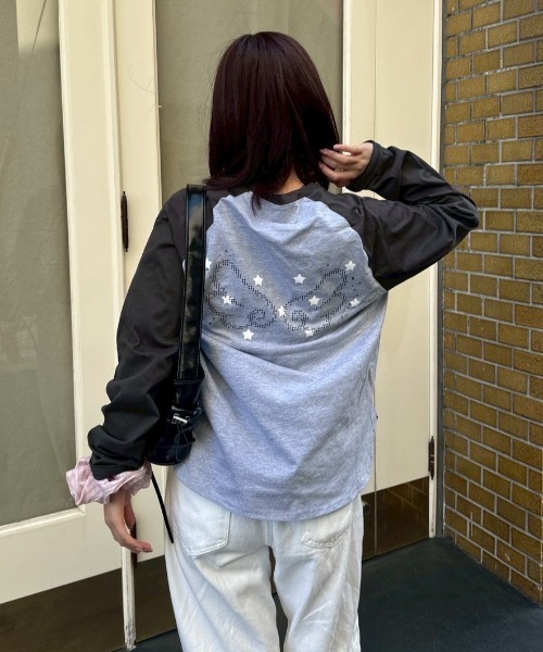 nemne store(ネンネストア)の「アソート配色ラグランロンT(Tシャツ/カットソー・レディース・ブルー系/杢グレー・SMALL/MEDIUM)」の4枚目の写真