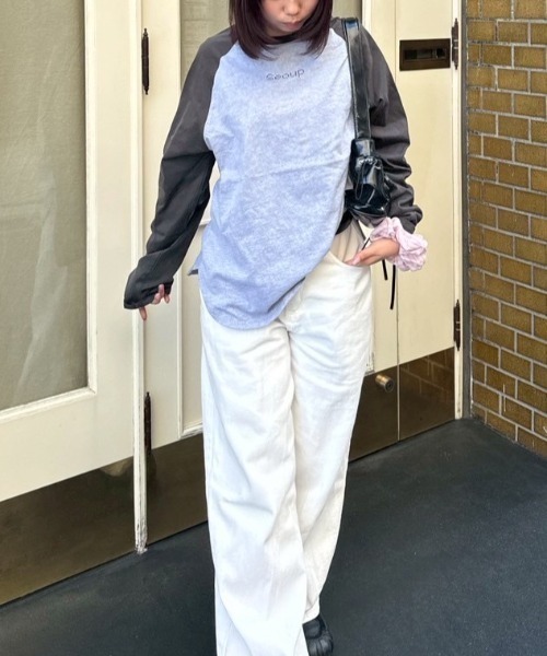 nemne store(ネンネストア)の「アソート配色ラグランロンT(Tシャツ/カットソー・レディース・ブルー系/杢グレー・SMALL/MEDIUM)」の3枚目の写真