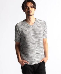 NICOLE CLUB FOR MEN | ウェーブタックジャカードVネック半袖プルオーバー(Tシャツ/カットソー)