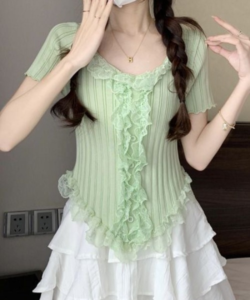 MUVEILドッキングトップス レザーフリル MUVEIL Online Shop｜ミュベール公式オンラインショップ