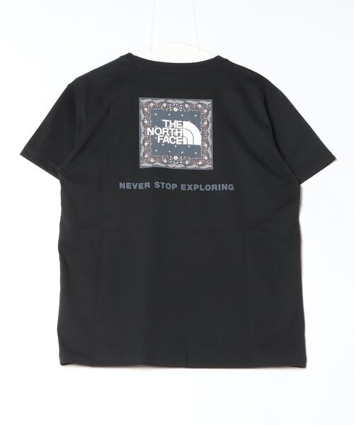 THE NORTH FACE(ザノースフェイス)の「ザ ノース フェイス THE NORTH FACE S/S Bandana Square Logo Tee_ショートスリーブバンダナスクエアロゴティー(Tシャツ/カットソー・レディース・ピンク/ブラック/ネイビー/ホワイト×ネイビー・M/L/XL/S)」の5枚目の写真