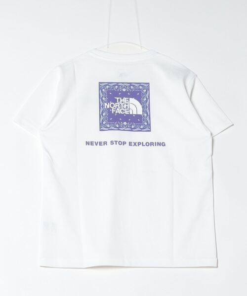 THE NORTH FACE(ザノースフェイス)の「ザ ノース フェイス THE NORTH FACE S/S Bandana Square Logo Tee_ショートスリーブバンダナスクエアロゴティー(Tシャツ/カットソー・レディース・ピンク/ブラック/ネイビー/ホワイト×ネイビー・M/L/XL/S)」の6枚目の写真