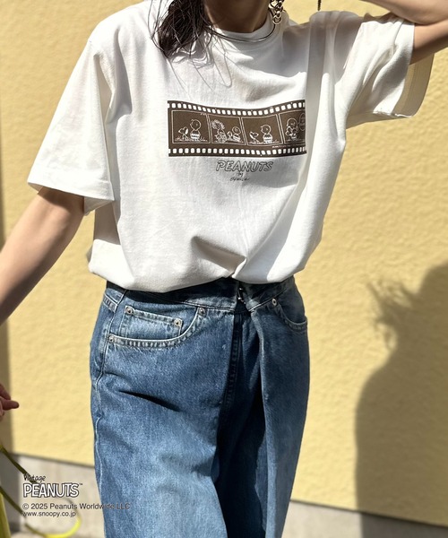 Vintage PEANUTS（ビンテージピーナッツ）の「【Peanuts】別注 スヌーピーFILMプリント半袖Tシャツ（Tシャツ/カットソー・レディース・スミクロ/オートミール/ホワイト・MEDIUM/LARGE）」の7枚目の写真