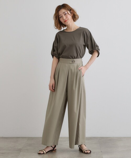 grove（グローブ）の「【接触冷感・UVカットetc】レース切替え袖ねじりプルオーバー（Tシャツ/カットソー・レディース・オフホワイト/スミクロ/ブルー・02/01/03/04/05）」の10枚目の写真