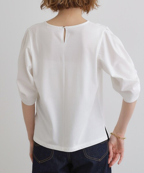 grove（グローブ）の「【接触冷感・UVカットetc】レース切替え袖ねじりプルオーバー（Tシャツ/カットソー・レディース・オフホワイト/スミクロ/ブルー・02/01/03/04/05）」の18枚目の写真