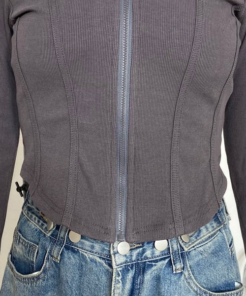 non-hedge(ノンヘッジ)の「切替ジップショート丈パーカー(パーカー・レディース・チャコールグレー/グレー/オフホワイト・FREE)」の14枚目の写真