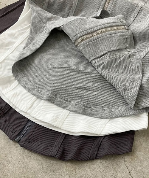 non-hedge(ノンヘッジ)の「切替ジップショート丈パーカー(パーカー・レディース・チャコールグレー/グレー/オフホワイト・FREE)」の9枚目の写真