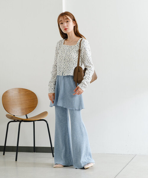 Kastane カーディガン 「4色展開」小花柄スクエアサーマル