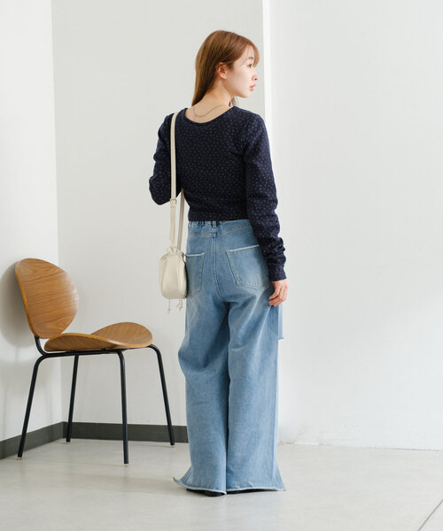 Kastane（カスタネ）の「【4色展開】小花柄スクエアサーマルカーディガン（カーディガン/ボレロ・レディース・ホワイト/アイボリー/グレー/ネイビー・FREE）」の13枚目の写真